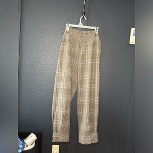 MOFT size small, Trousers, brown plaid work pants